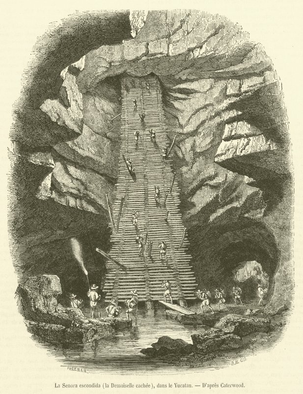 La Senora escondida, skrytá mladá dáma, na Yucatánu (rytina) od French School