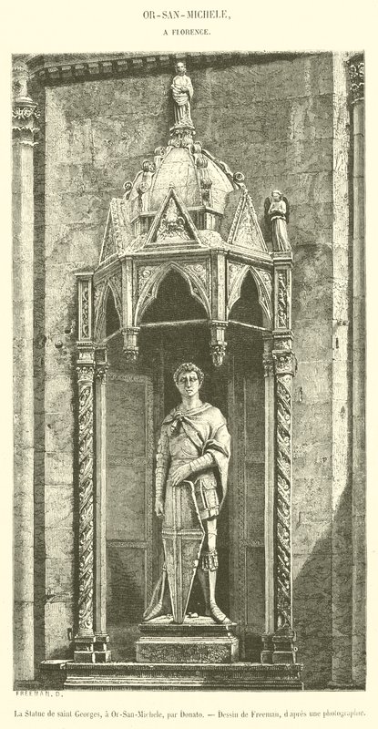 Socha svatého Jiří, v Or-San-Michele (rytina) od French School