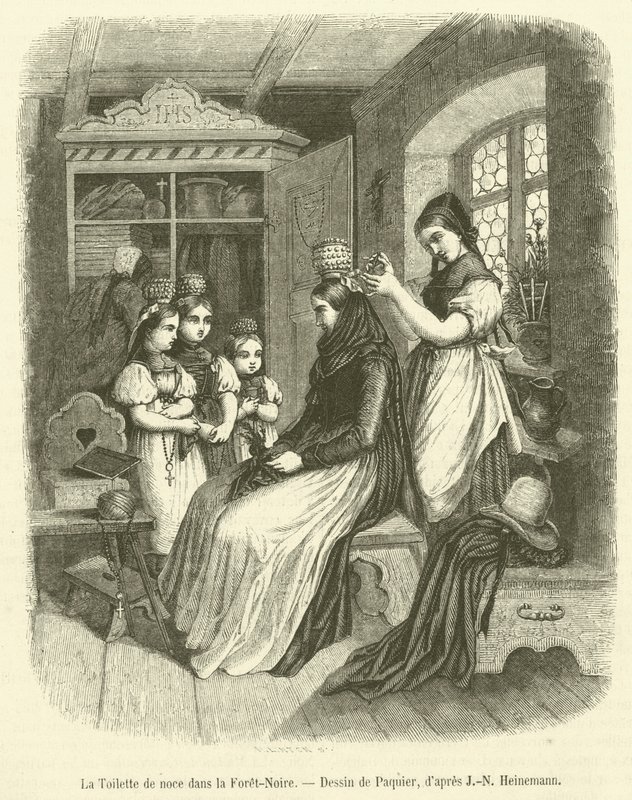 Svatební záchod v Černém lese (rytina) od French School