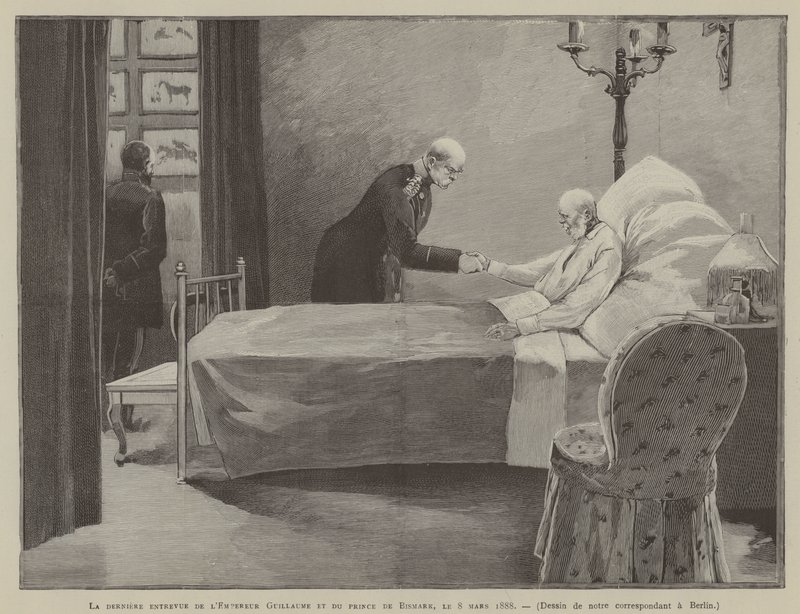 Poslední setkání císaře Viléma s princem Bismarkem, 8. března 1888 (rytina) od French School