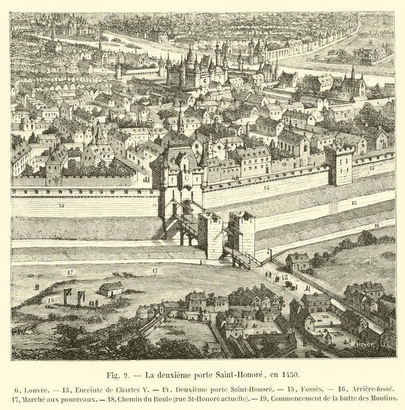 Druhá Porte Saint-Honore, v roce 1450 od French School