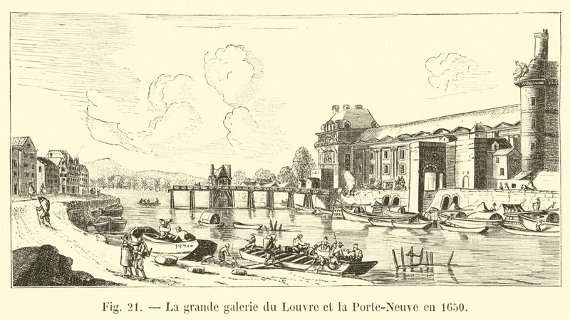Velká galerie Louvre a Porte-Neuve v roce 1650 od French School