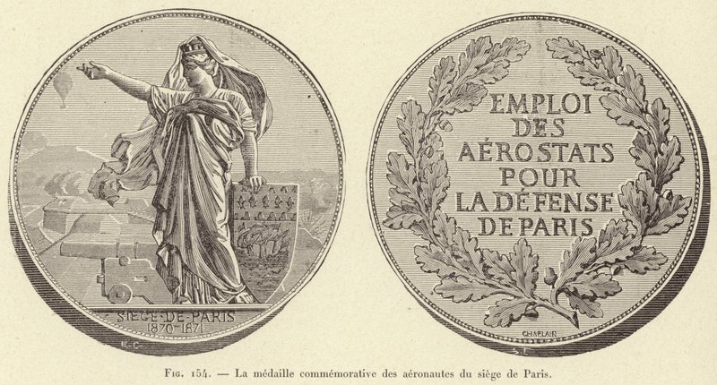 Pamětní medaile aeronautů obléhání Paříže (rytina) od French School