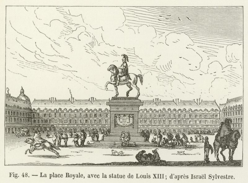 Place Royale se sochou Ludvíka XIII.; po Izraeli Sylvestre od French School