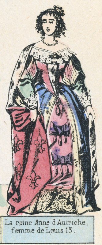 Královna Anna Rakouská, manželka Ludvíka 13 (barevná rytina) od French School
