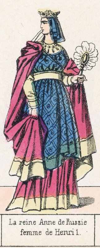 Královna Anna Ruská, manželka Jindřicha 1 (barevná rytina) od French School