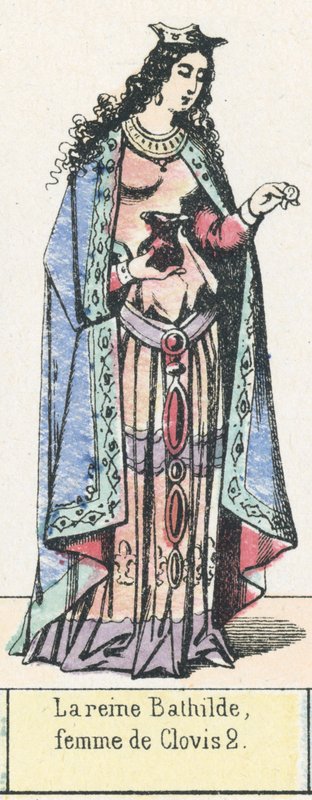 Královna Bathilde, manželka Clovise 2 (barevná rytina) od French School