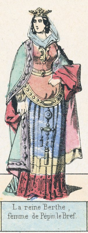 Královna Bertha, manželka Pepina le Brefa (barevná rytina) od French School