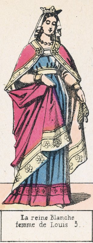 Queen Blanche, manželka Ludvíka 5 (barevná rytina) od French School