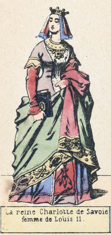 Královna Charlotte Savojská, manželka Ludvíka 11 (barevná rytina) od French School