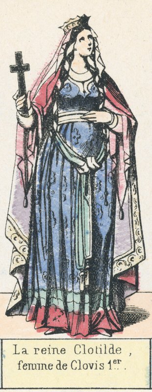 Královna Clotilde, manželka Clovise I. (barevná rytina) od French School