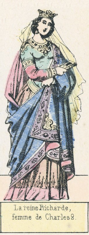Queen Richard, manželka Karla 2 (barevná rytina) od French School