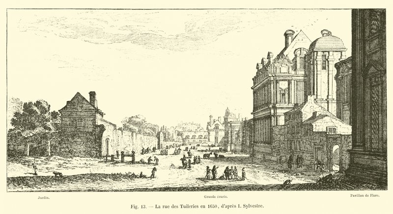 Rue des Tuileries v roce 1650, po I Sylvestre od French School