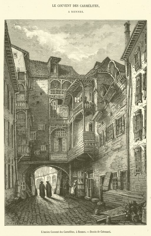 Bývalý klášter karmelitánů, v Rennes (rytina) od French School