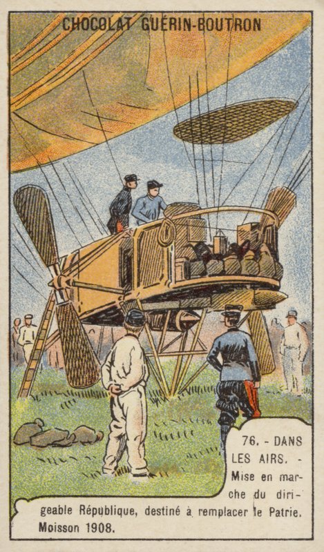 Start francouzské vojenské vzducholodě La Republique, náhrada za ztracenou Patrie, Moisson, Francie od French School