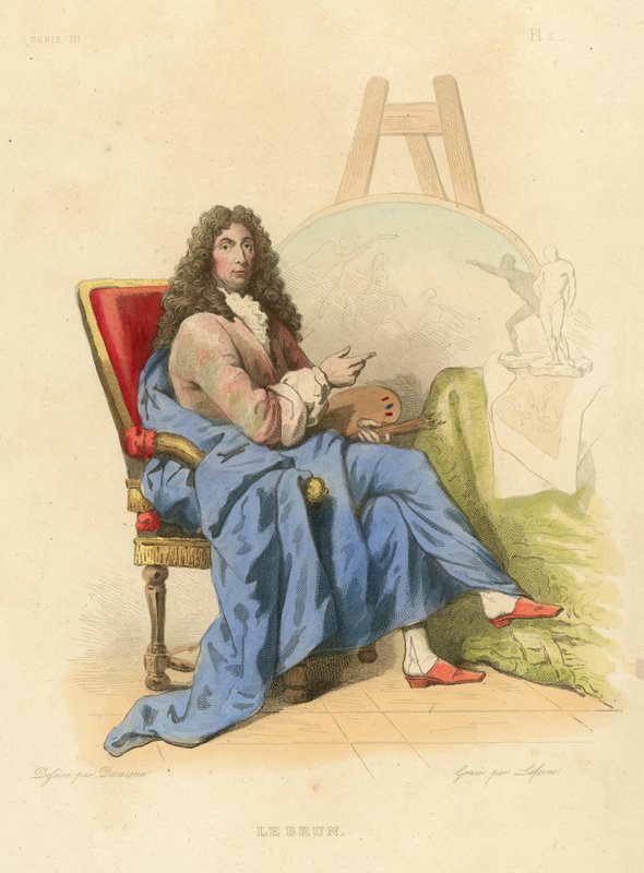 Le Brun (barevná rytina) od French School