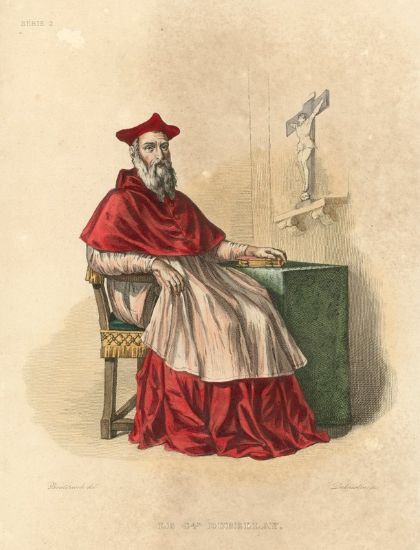 Le Cardinal Dubellay (barevná rytina) od French School