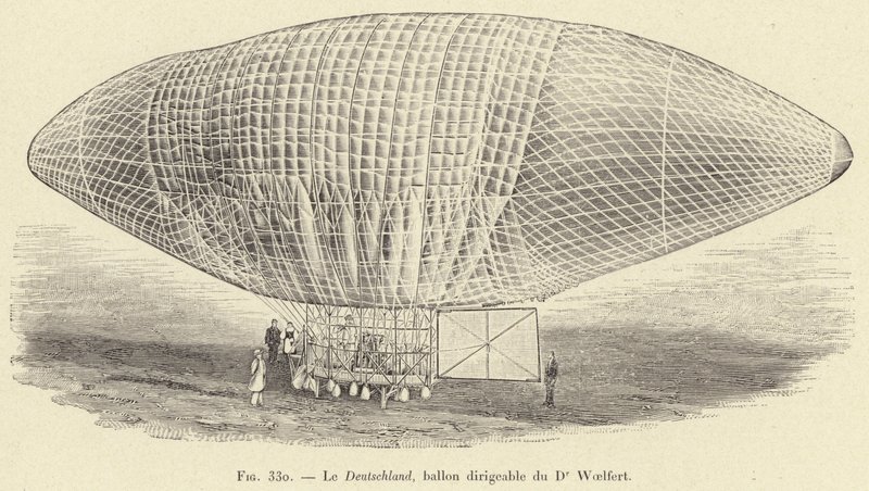 Deutschland, řiditelný balón Dr. Woelferta (rytina) od French School
