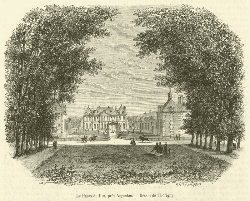 Haras du Pin, poblíž Argentan (rytina) od French School