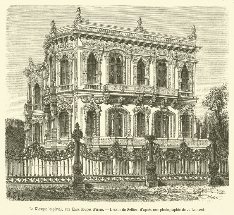 Imperial Kiosk, ve sladkých vodách Asie (rytina) od French School