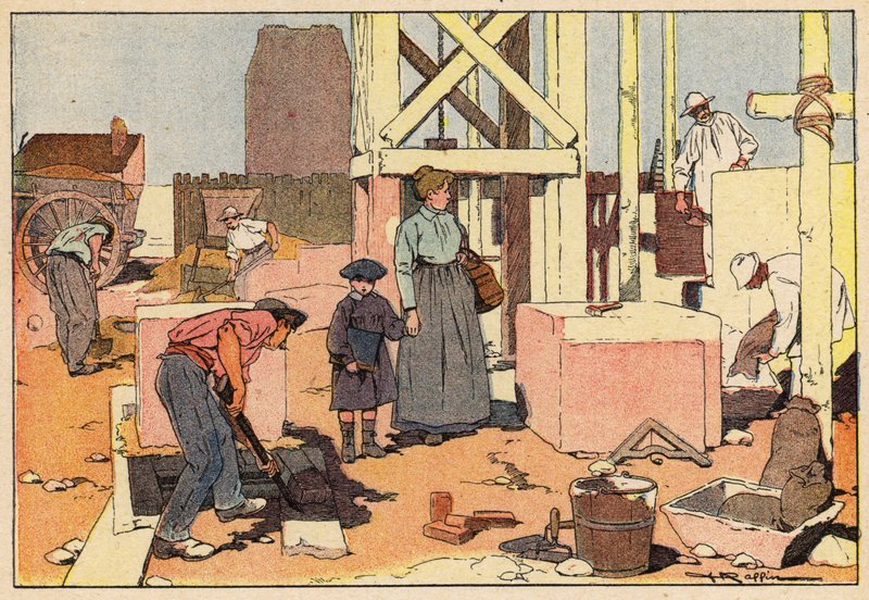 Le Macon, The Mason (barevné lito) od French School