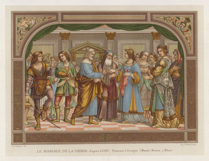 Svatba Panny Marie podle Luiniho, freska, Brera Museum, Milán od French School