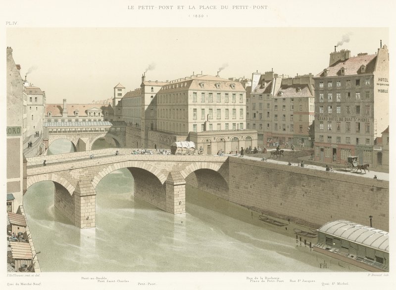 Petit-Pont a Place du Petit-Pont, 1830 od French School
