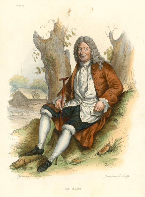 Le Sage (barevná rytina) od French School