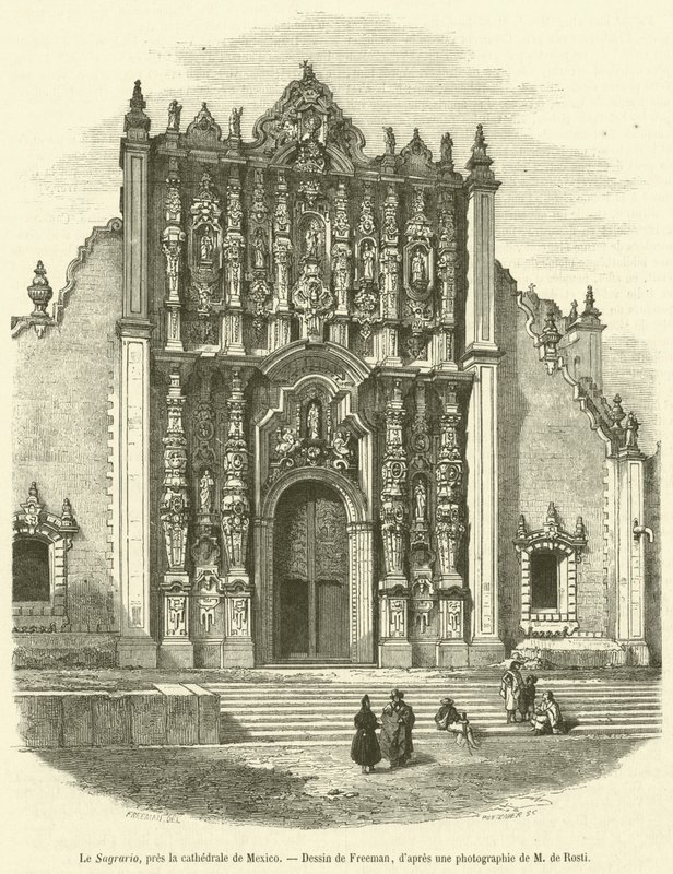 Le Sagrario, pres la cathedrale de Mexico (rytina) od French School