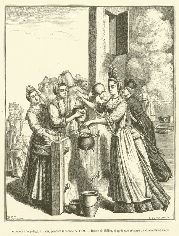 Pomoc polévky v Paříži během hladomoru v roce 1709 od French School