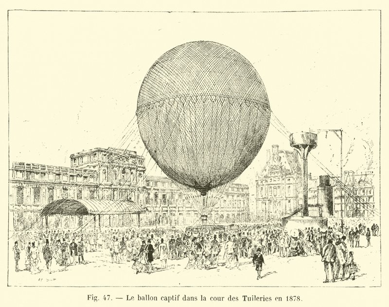 Zajatý balón na nádvoří Tuileries v roce 1878 od French School