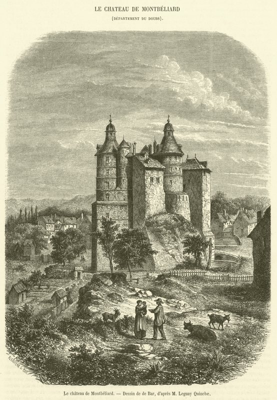 Hrad Montbeliard (rytina) od French School