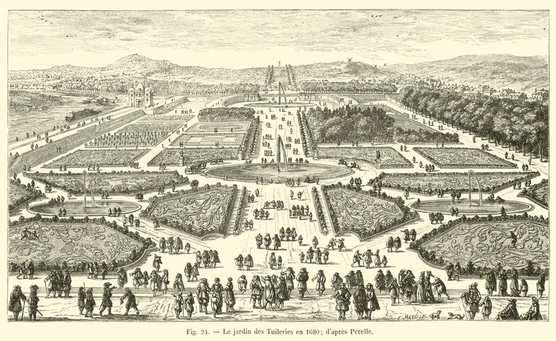 Tuileries Garden v roce 1680; po Perelle od French School