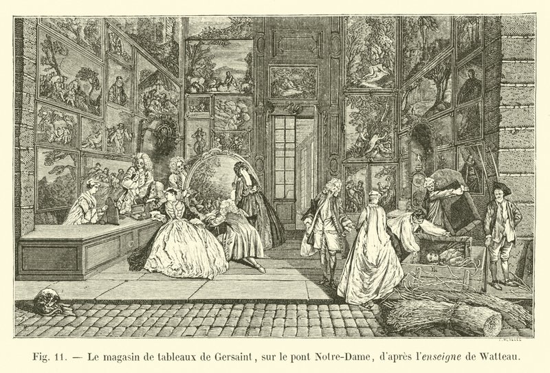 Gersaintův obrazový obchod, na mostě Notre-Dame, po Watteauově znamení od French School