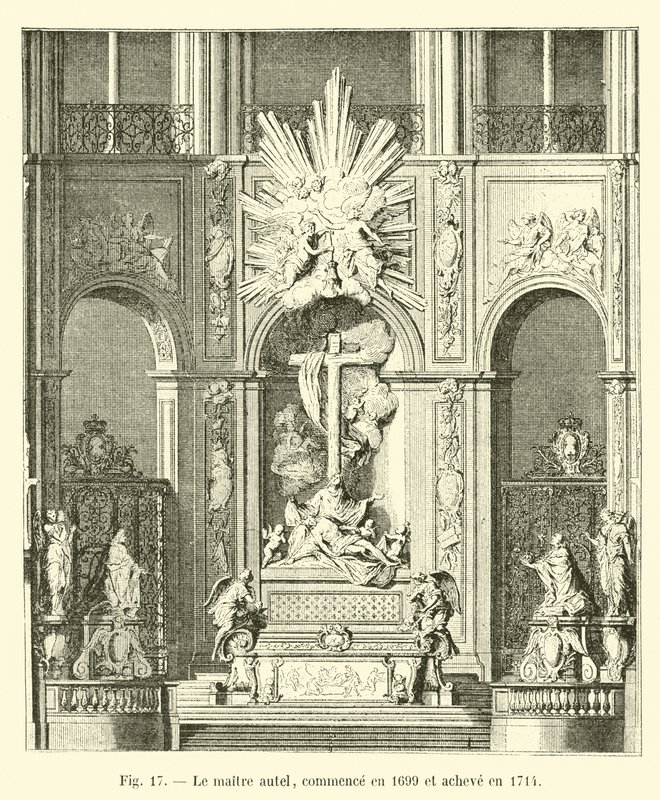 Hlavní oltář byl zahájen v roce 1699 a dokončen v roce 1714 od French School