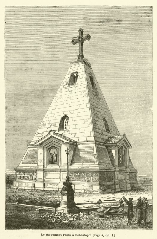 Ruský památník v Sevastopolu (rytina) od French School