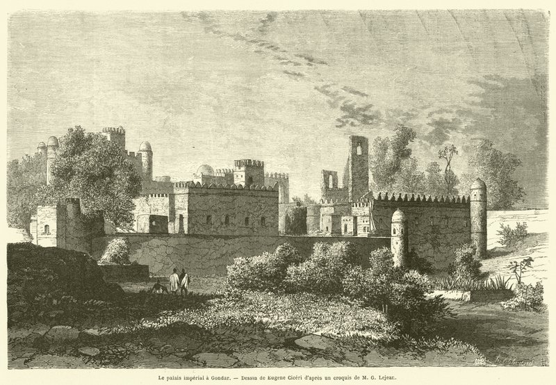 Le palais imperial a Gondar (rytina) od French School
