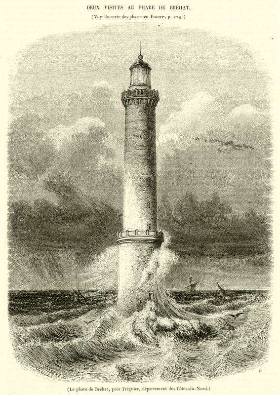 Maják Brehat, poblíž Treguier, oddělení Côtes-du-Nord (rytina) od French School