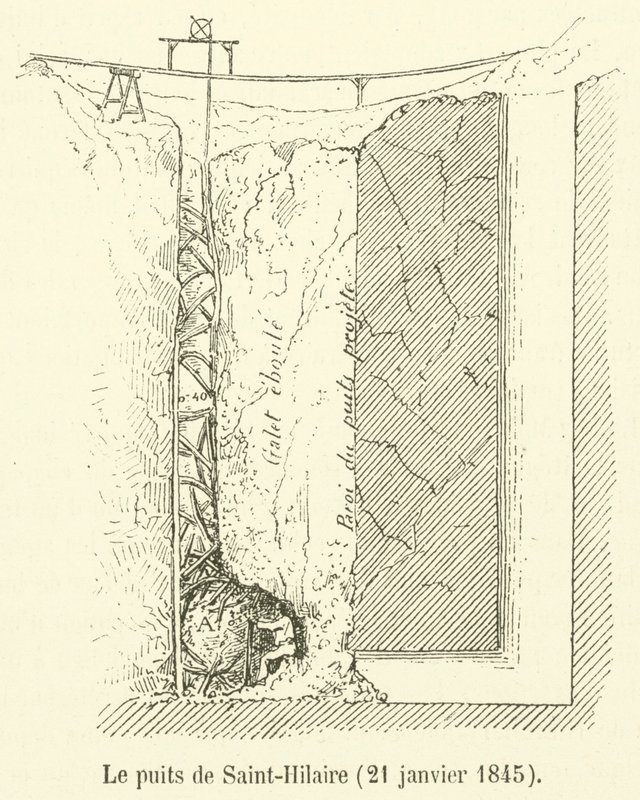 Studna Saint-Hilaire, 21. ledna 1845 (rytina) od French School