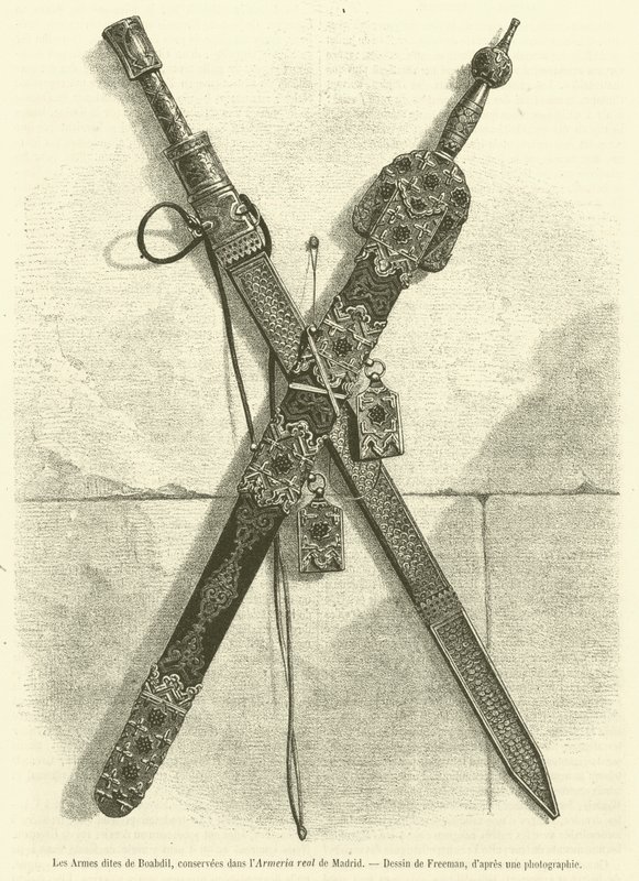 Takzvané Boabdil Arms, zachované v Real Armory v Madridu (rytina) od French School