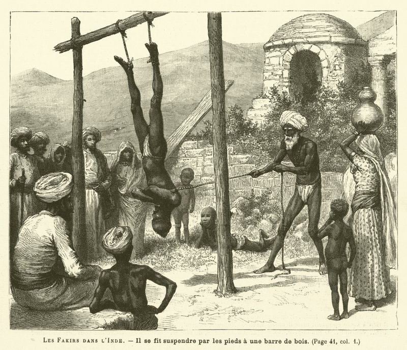 Fakíři v Indii (rytina) od French School