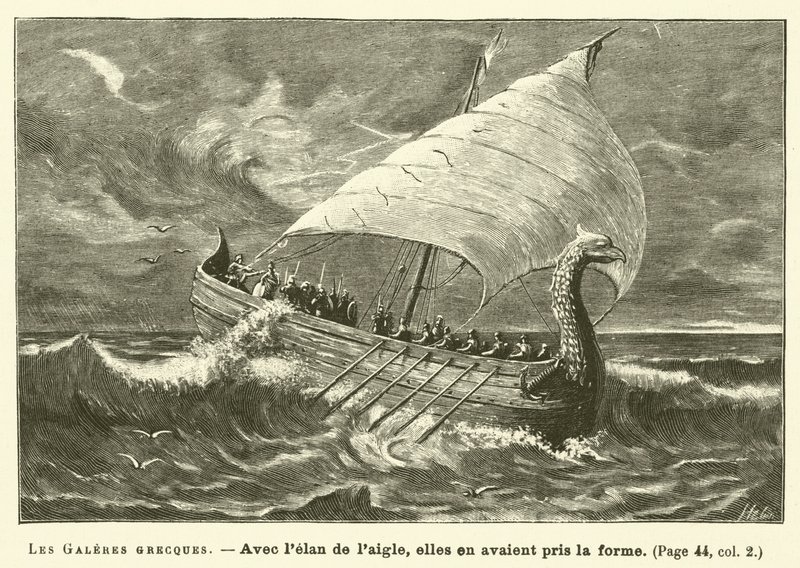 Les Galeres Grecques (rytina) od French School
