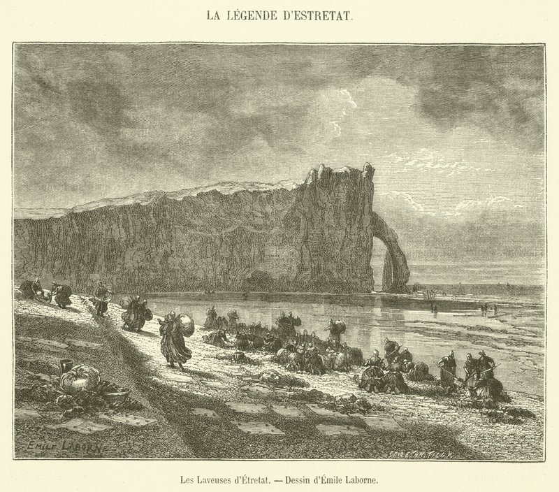 The Washers of Etretat (rytina) od French School