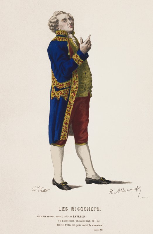 Les Ricochets, scéna XII (barevná rytina) od French School