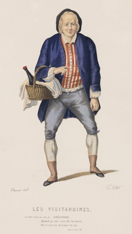 Les Visitandines, dějství I, scéna VII (barevná rytina) od French School