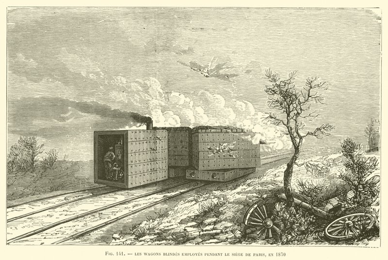 Slepé vozy používané během obléhání Paříže v roce 1870 (rytina) od French School
