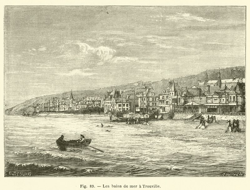 Mořské koupání v Trouville (rytina) od French School