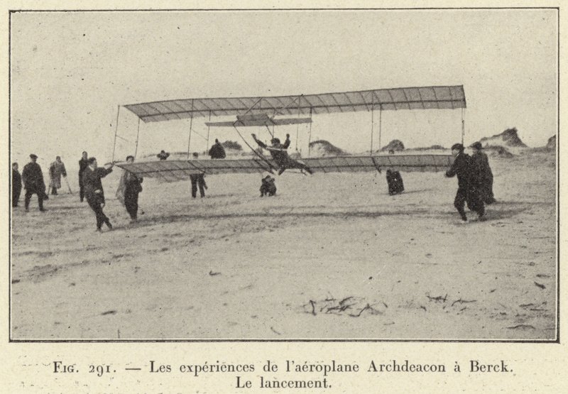 Zkušenosti arciděkanského letadla na Bercku, start (rytina) od French School