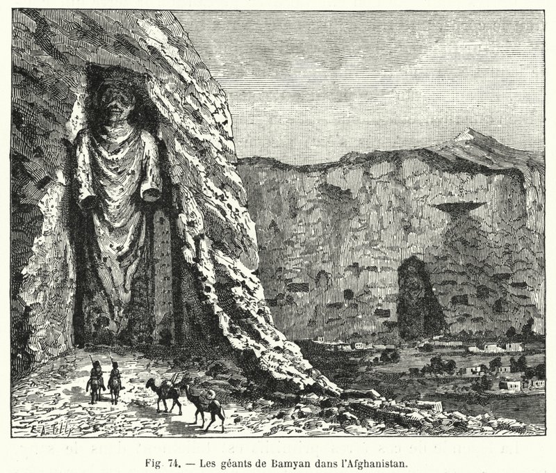 Bamijští obři v Afghánistánu (rytina) od French School