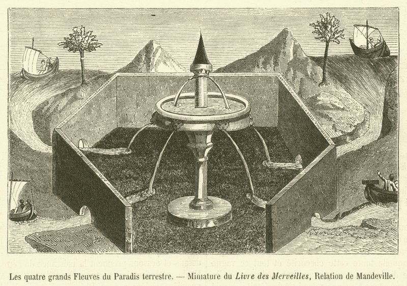 Čtyři velké řeky pozemského ráje, Mimature of the Book of Wonders, Mandeville